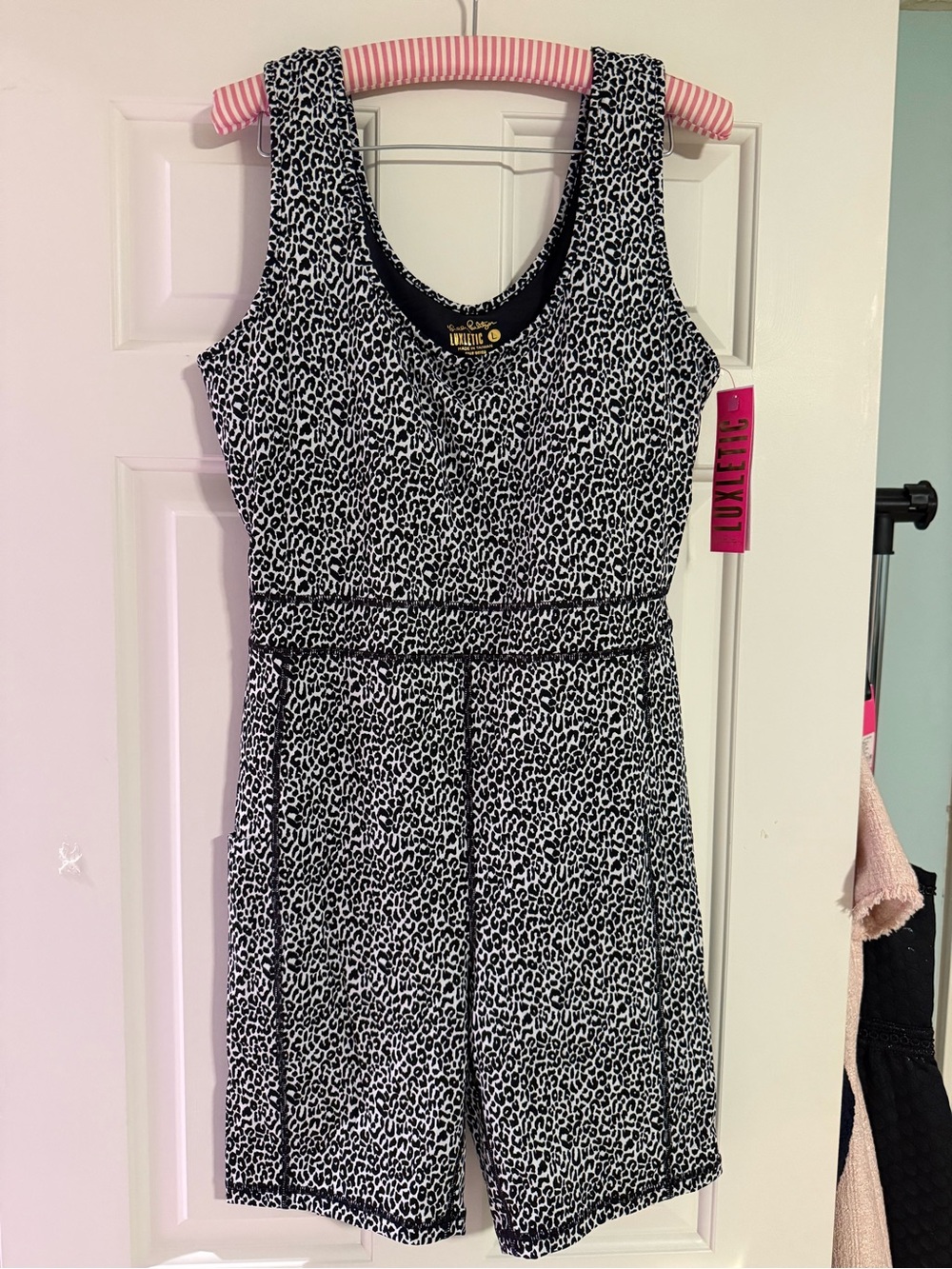 Lilly Pulitzer Black & White Leopard Print Romper Everetta jumpsuit large